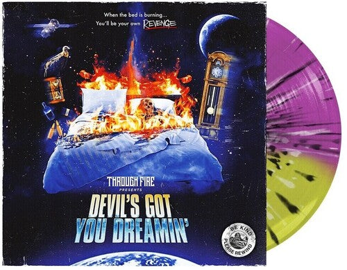 Through Fire - Devil's Got You Dreamin - Yellow & Neon Violet split with Black & White