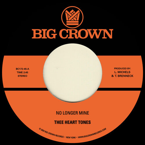 Thee Heart Tones - No Longer Mine B/w Cry My Tears Away