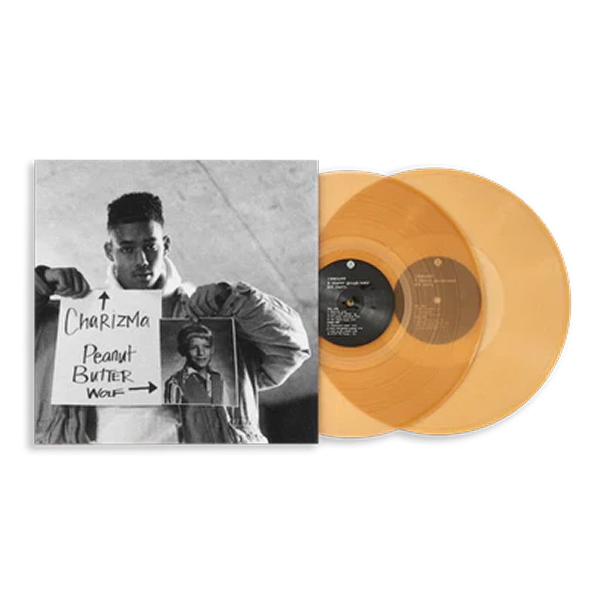 Charizma and Peanut Butter Wolf Big Shots 2LP on apple juice colored vinyl with black and white album cover.
