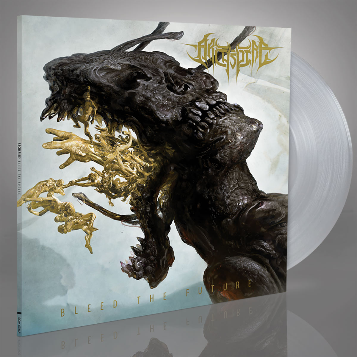 Archspire Bleed The Future vinyl LP with dark creature sculpture cover art and clear colored record.