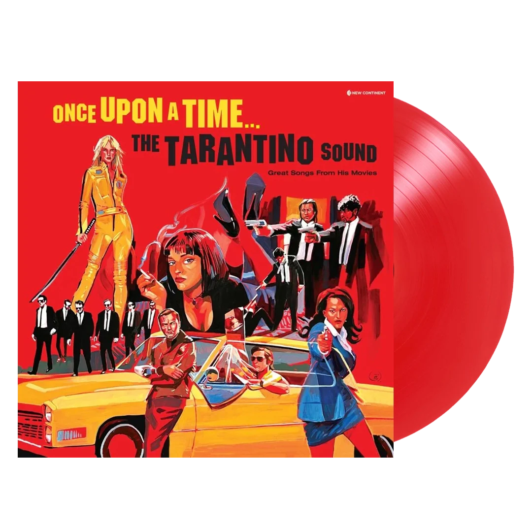 Once Upon a Time The Tarantino Sound vinyl on red 180-gram wax with colorful Tarantino characters cover art.