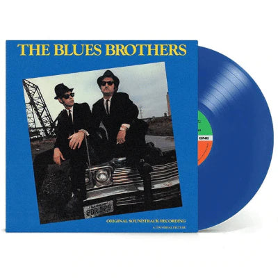 The Blues Brothers soundtrack vinyl on blue wax with classic album cover of the duo in suits and hats.