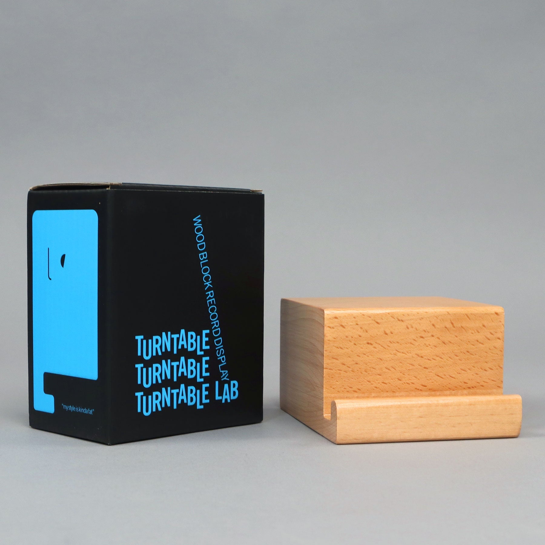 Wood Block Record Display - Natural Wood